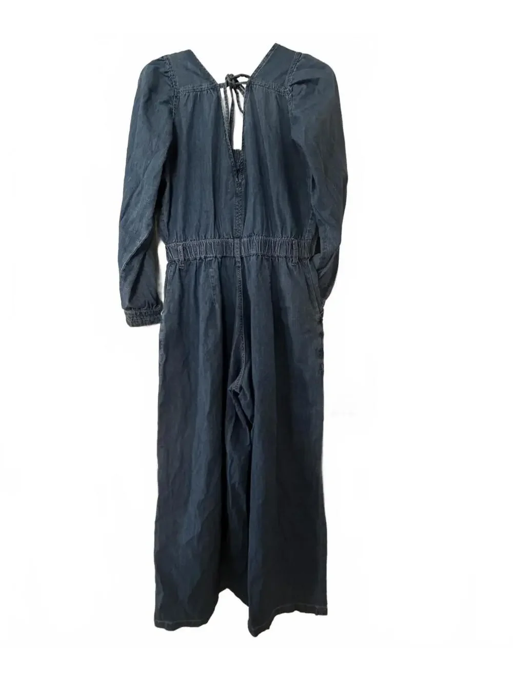 NWT Free People Clara Denim Jumpsuit with Open Back and Wide Legs size S